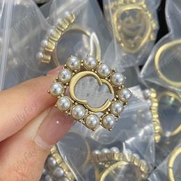 Luxe diamanten designer ringen rode edelstenen gouden G-letters liefdesring voor damesontwerpers sieraden mode parelring huwelijksgeschenken 925 zilver