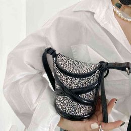 Luxe diamanten mini emmers tassen ontwerper dames schoudertassen shinny steentjes crossbody tas bling lady avond feest portemonnees 220608