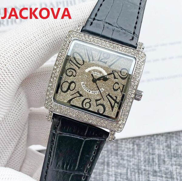 Chiffres de luxe diamants montre à quartz taille 40mm verre saphir étanche cuir couples hommes femmes modèle classique montre-bracelet Relojes De Marca Mujer