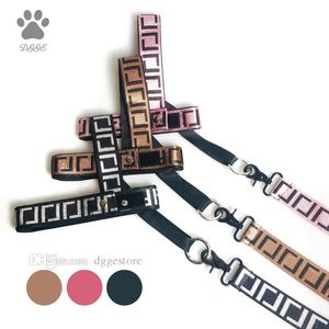Luxury Dog Harness and Leashes Set Easy Walk No Pull Dog Harnesses Designer Pet Collar Classic Letter Pattern Leash for Small Medium Large Dogs Quick Release B95