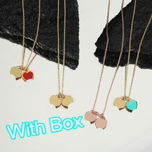 Luxe dubbel hart ketting hartvormige diamanten hanger ontwerper voor vrouwen sieraden Kerstmis Verjaardagscadeau Bruiloft cadeau vrouwen accessoires groothandel