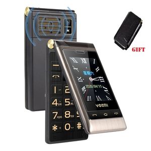 Téléphone portable à double écran de luxe Flip 2G double carte SIM GSM débloqué travail facile numérotation rapide pour les seniors grande clé grand volume lampe de poche SOS téléphones portables