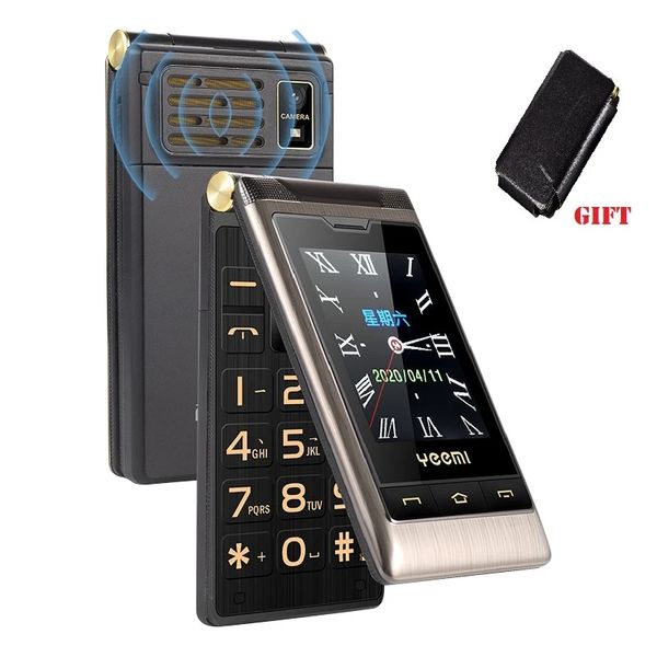 Teléfono móvil con pantalla doble de lujo, teléfono móvil con tapa, tarjeta SIM dual 2G, GSM desbloqueado, trabajo fácil, marcación rápida para personas mayores, tecla grande, gran volumen, linterna SOS, teléfonos móviles