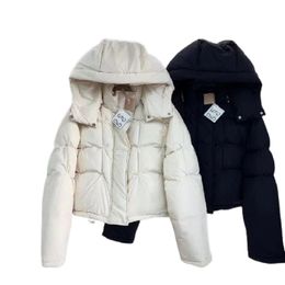 Chaqueta de plumón de lujo, chaqueta acolchada, chaqueta de invierno para mujer, parka de diseñador con capucha, abrigo con cremallera para mujer, prendas de vestir cálidas de invierno, abrigo corto de moda para mujer de marca S-L