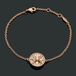 Luxury Dr Family Compass Bracelet Bijoux de luxe de haute qualité pour femmes cadeaux d'anniversaire Rose Gold Exquis 925 Bracelet de bijoux en argent