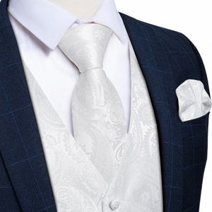 Luxe Dr Wit Paisley Bruiloft Vest voor Man Pak Fi Mannen Busin Tuxedo Vest Vesten Pak Stropdas Set Chaleco hombre T6Dm #