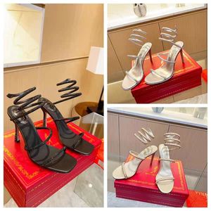 Zapatos de vestimenta de lujo para mujeres Sandalias de joya Margot Twining Elegante Sandaltto Tacón alto Tacón Rene Caovilla Heel