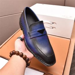 Chaussures habillées de luxe pour hommes en cuir véritable chaussure plate triangle logo marque messieurs fête de mariage mocassins de bureau décontractés à enfiler