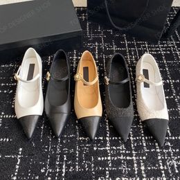 Zapatos de vestir de lujo Zapatos de vestir de diseñador para mujer Zapatos planos Mary Jane Zapatos náuticos puntiagudos Hebilla de cinturón de moda Cena de lana Zapatos de dama de honor de boda 35-41 con caja