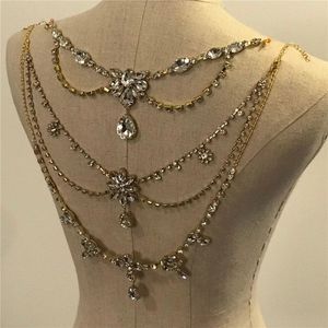 Luxe goutte strass chaîne arrière collier bijoux haut chaîne d'épaule pour les femmes Festival accessoires Bikini corps bijoux 240104