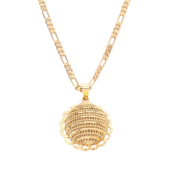 Luxe Dubai or fleur géométrie évider pendentif collier chaîne bijoux bijoux africains