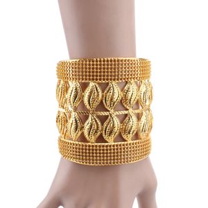 Luxe Dubaï Large Bracelet Bracelet Pour Femmes Or Couleur Africain Inde Bijoux De Mariée De Mariage Fiançailles Banquet Cadeaux