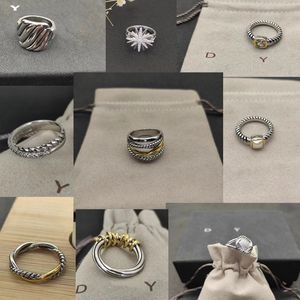 Bagues de marque de luxe DY torsadées deux couleurs perles croisées bague de créateur pour femmes mode 925 en argent sterling Vintage dy bijoux mode diamant cadeau de fiançailles