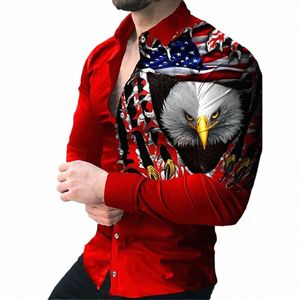 Luxe Aigle Chemises Drapeau Américain 3d Chemises Imprimées Hommes Fi Chemise Hawaïenne Casual Plage Cardigan Blouse Vêtements Pour Hommes 90sx #
