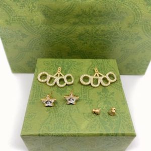 Pendiente de lujo para mujer diseñador pendiente carta estrella diamantes moda simple grueso sin desvanecimiento plateado pendientes de oro joyería formal del partido popular zb088