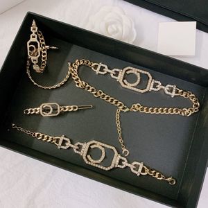 Boucles d'oreilles de luxe, Bracelet, chaîne, collier d'amoureux de styliste, Bracelet à breloques avec lettres pour femmes, ensembles de bijoux