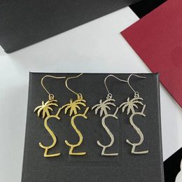Luxe designer oorbellen 925 zilveren palmboom oorbellen gouden oor ring klassieke bengelen Y Earing ontwerpers sieraden charme hoepels Orecchini doos