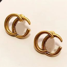 Boucles d'oreilles de luxe bijoux de créateur boucle d'oreille diamant mode double lettre populaire cercle délicat balancent filles boucles d'oreilles créoles hypoallergéniques ohrringe cjeweler