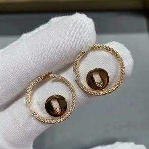 Pendientes de lujo para mujer círculo con diamantes pendientes superior V-oro pequeño diamante en el medio, pendientes de simplicidad geométrica pendientes clásicos con caja Mess