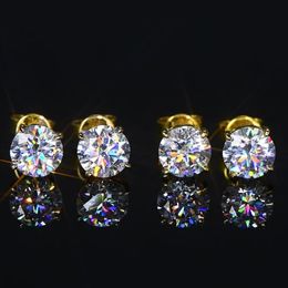 Pendientes de lujo Hombres Mujeres Pendientes de diamantes Tachuelas Joyas con dijes Prueba aprobada Pendientes de moissanita de oro real de 10 k 14 quilates Bonito regalo para amigos