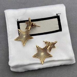 Luxe oorbellen Vintage roestvrijstalen Pentagram Stud Dames Gold Color Letter Earring Sieraden Accessoires Jowery Designer Fashio 2191