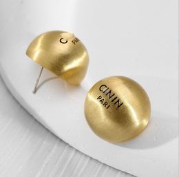 Luxe oorbellen dames ontwerper 925 sterling zilver halve cirkel metalen stud met label hoepel voor feest-bruiloften sieraden