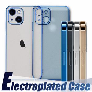 Cois de téléphone givré électroplate de luxe pour iPhone 13 12 11 Pro Max Xs Ultra Thin Matteroproofroping Soft Transparent TPU Cover