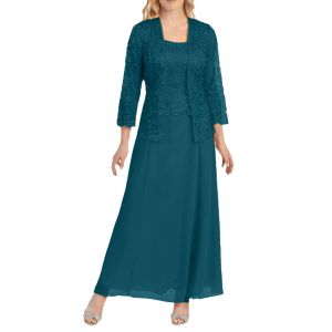 Robes longues élégantes de luxe femmes solide deux pièces dentelle Cardigan en mousseline de soie robe de soirée grande taille robe de cérémonie dames