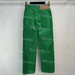 Pantalones bordados de lujo Velour invierno primavera pantalones verdes encantadores pantalones rectos 344R