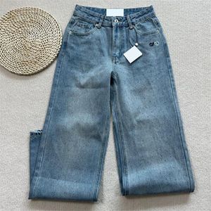Luxury Broidered Women Jeans Designer Blue Denim Pantal