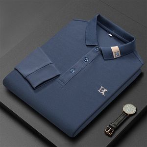 Polo de broderie de luxe à manches longues automne coton T-shirt créateur de mode revers hauts tendance streetwear vêtements pour hommes 240111