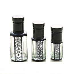 Luxe Vide Noir Mini Flacon compte-gouttes En Verre Flacons D'huile Essentielle Emballage Cosmétique Essence Emulsion Parfum Bouteille Rechargeable 3ml 6ml 12ml