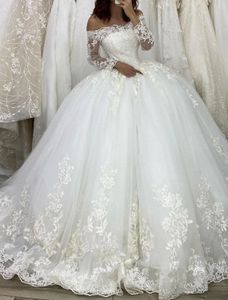 Luxe verloving trouwjurk 2023 Kapeltrein Off Schouder L omgaande kanten Appliques Bridal Jurk Vestidos de novia Custom Made Robe de Mariage