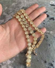 Luxe engagement bruiloft link ketting 18k geel goud gevuld Big 8mm ronde gesimuleerde diamant armband voor vrouwen mannen topaas edelsteen sieraden 18cm