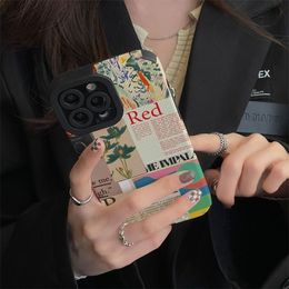 Luxe Europa Style Art Flower Painting Phone Case voor iPhone 14 13 Pro Max 11 12 Pro 7 8 Plus X XS Max XR Shockproof Soft Silicone Case Back Cover
