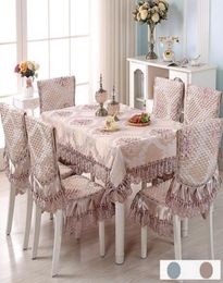 Luxury Europe Tip Clost Satin Imprimé Chaise de chaise de chaise de couverture Set El Wedding Decorat Banquet Home Dinning Natecloth Set2307869