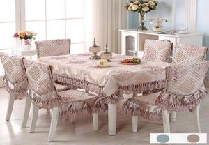 Luxury Europe Tableau Tissu en satin Primpe en dentelle de chaise de chaise coussinet Set El Wedding Decorat Banquet Home Dinning Natecloth Set9070943