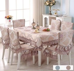 Luxury Europe Tip Clost Satin Imprimé Chaise de chaise de chaise coussinet Set El Wedding Decorat Banquet Home Dinning Natecloth Set3182235