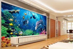 Luxe European Modern 3D Seaside World Dolphin TV Wall decoratieve schilderkunst