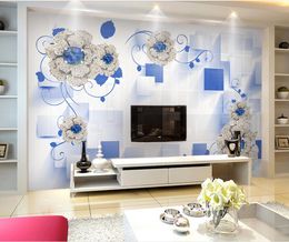 Luxury European Modern Diamond flowers 3D stereo wall mural 3d wallpaper 3d wall papers for tv backdrop