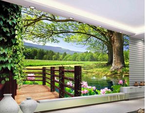 Lujo Europeo Moderno HD 3D árbol paisaje fondo mural de pared papel tapiz 3d papeles de pared 3d para telón de fondo de televisión