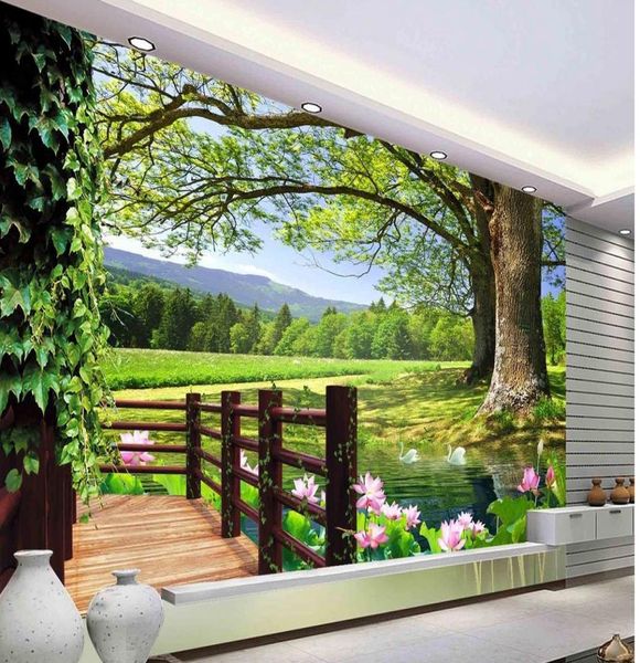 Luxury européen moderne HD 3d Tree Landscape fond mur mural 3d papier peint 3d papiers muraux pour la fond télévisé3122535