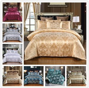 Luxe européen trois pièces ensembles de literie Royal Noblesse soie dentelle housse de couette taie d'oreiller housse de couette marque lit couettes ensembles In269q