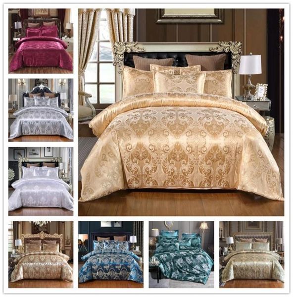 Luxury europeo de sets de ropa de cama de tres piezas Royal nobleza de seda colcha cubierta de la almohada de almohada de la almohadilla edredones de la cama de la marca en1610130