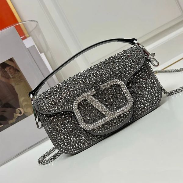 Sac de fourre-tout du soir de luxe Dac à main Crystal Diamond Crossbody Sac Fashion Fashion Silver Chain Sac à bandoulière