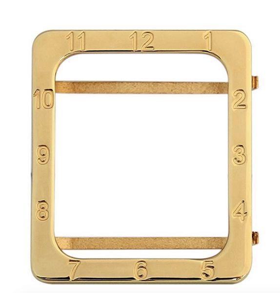 Numéro exquis de luxe gravé lunette carrée plaquée or pour Apple Watch série 1 2 3 couverture de montre en or galvanoplastie 38mm 42mm