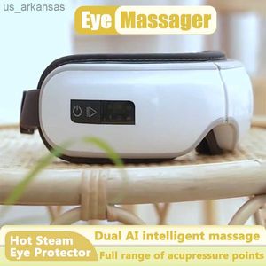 Luxe Eye Massager Airbag Vibration Massage Hot Compress Bluetooth Musique Protection des yeux Soulager la fatigue Affichage LED Enfant Adulte L230523