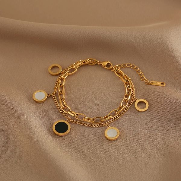 Bijoux de marque célèbre de luxe, couleur or jaune 14k, chiffres romains, Bracelets à breloques pour femmes