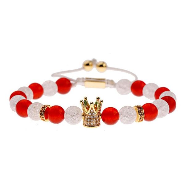 Bracelet réglable à la mode de luxe Perles de pierre rouge Alabaster blanc Broacelet Bijoux Bijoux Bijoux