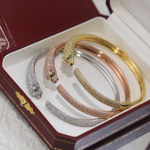 Bracelet de tête de marque de luxe Bracelet à double léopard Zirconi en pierre Animal Panther bracelet pour femmes bijoux en cuivre de créateurs